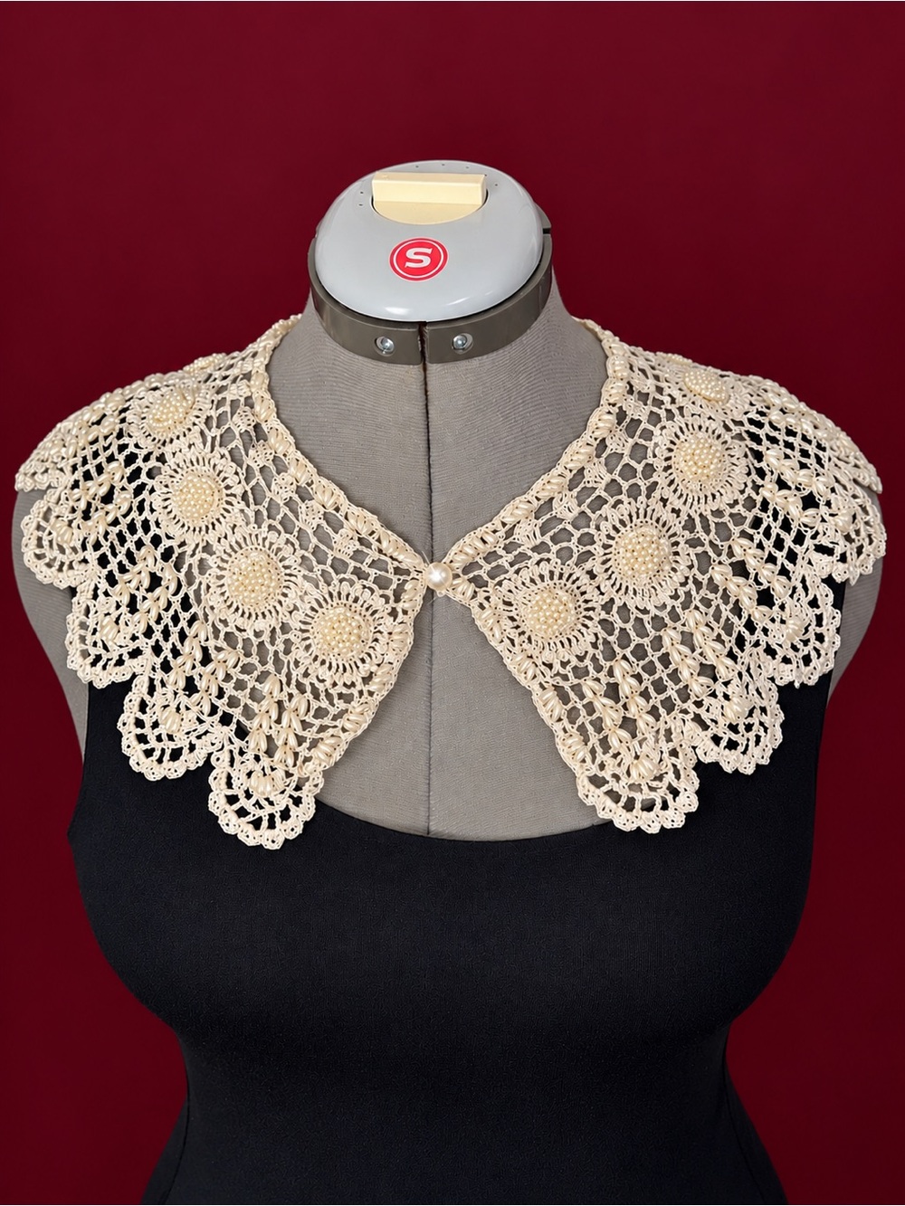 Framm Ivory Pearl Beaded Lace Detachable Collar ✨ Victorian Cottagecore